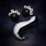 anthropomorphic wolf fursuit hand paws and tail 1